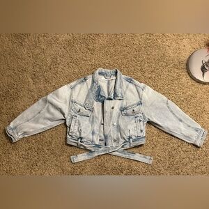 Women’s Tie Cropped Jean Jacket